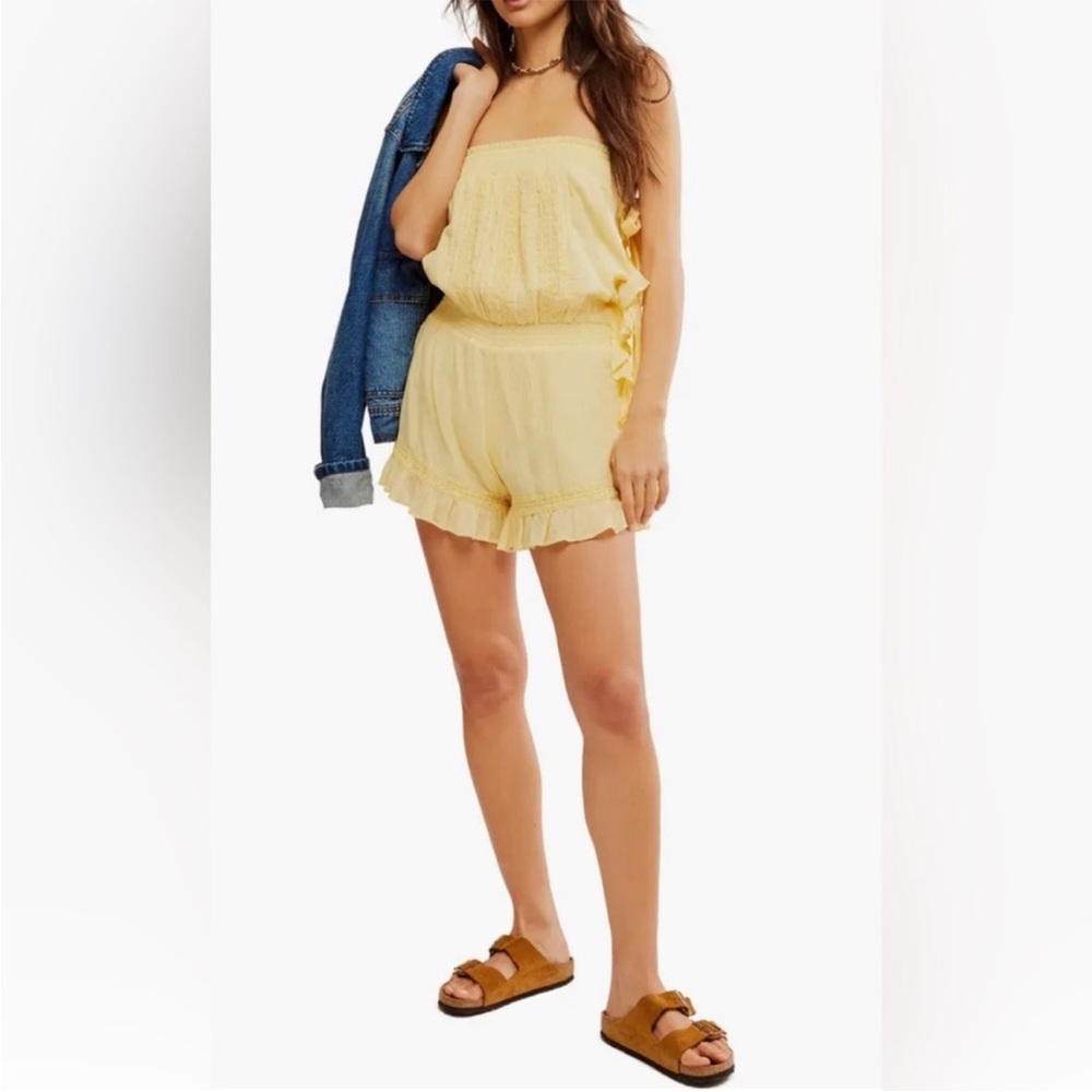 Free People Strapless Ruffle Romper